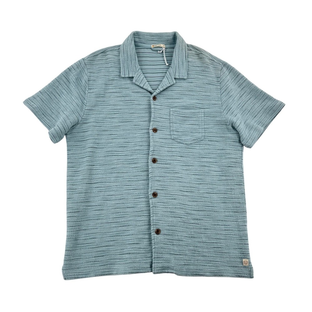 Marine Layer Button Up Shirt Mens XL Blue New Summer Towel Textured Short Sleeve